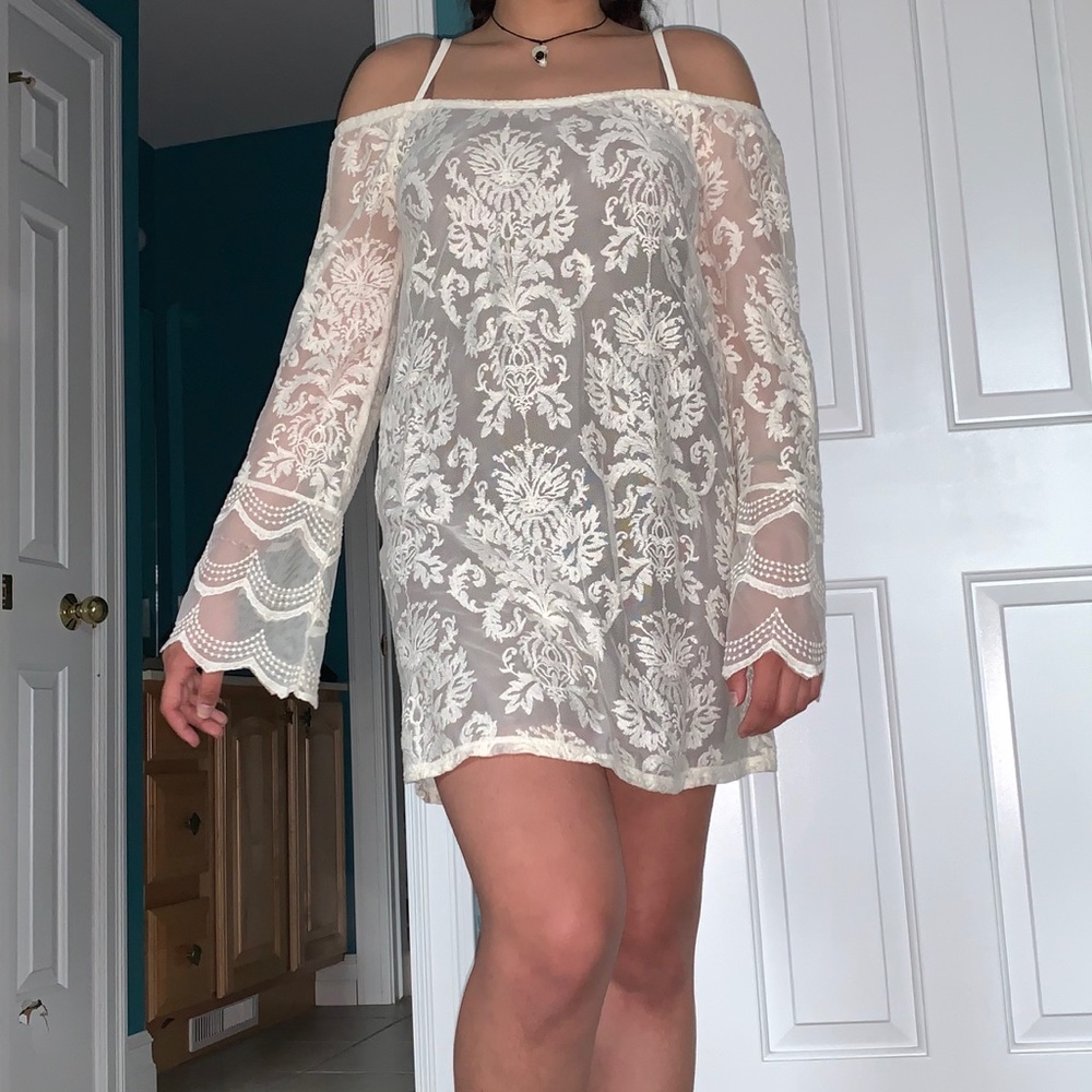 off the shoulder bell sleeve dress